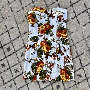 Floral Mini Dress with Sweetheart Neckline